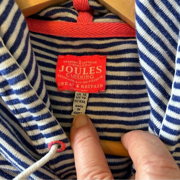 Joules Striped Marlston Cotton Knit Hooded Shirt. Size 14. - Picture 7 of 10